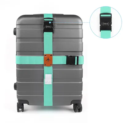 Image de 2 sangles de bagage, sangle de bagage croisée réglable avec serrure à combinaison, étiquettes de bagage, pour valises de 20 à 34 pouces