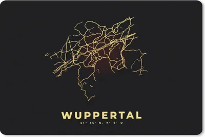 Produktbild von MuchoWow® Schreibtischunterlage Stadtplan - Karte - Gold - Wuppertal - Karte 60x40 cm - XXL Mauspad - Großes Mauspad