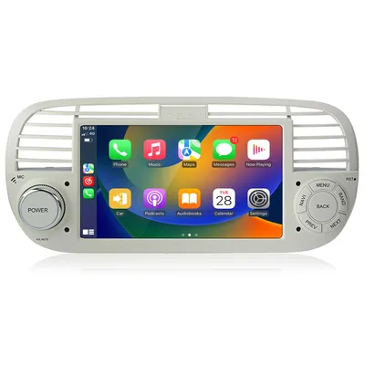 Obrázok produktu pre Carplay 7" 2+64G Android 15 autorádio pre Fiat 500 (2012-2017), s funkciami DAB+, GPS navigácia, Bluetooth, FM, podpora volantu, RDS, DSP a USB, 2DIN