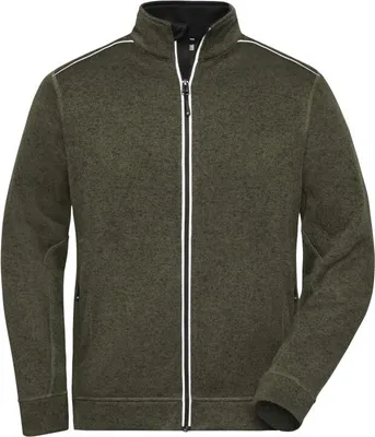 Produktbild von Pflegeleichte Strickfleece-Jacke olive-melange/black, Gr. XXL