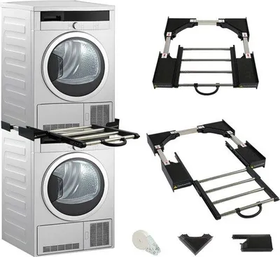 Produktbild von Famanu Zwischenstück Waschmaschine Trockner - Stapelkit mit ausziehbarem Plateau