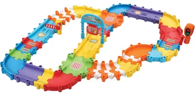 Produktbild von Vtech TUT TUT Baby Flitzer - Straßenset Deluxe – Großes Erweiterungsset mit 46 beliebig zusammenbaubaren Teilen und Zubehör – Für Kinder von 1-5 Jahren