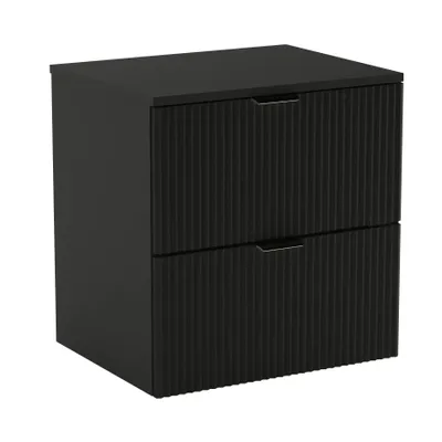 A black vanity unit with two drawers and a ribbed front.