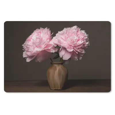Produktbild von MuchoWow® Schreibtischunterlage Vase - Blumen - Rosa 60x40 cm - XXL Mauspad - Großes Mauspad
