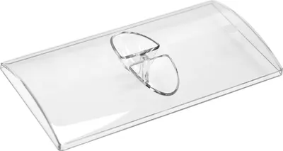 A clear, well-lit product shot of a transparent plastic lid for a coffee machine bean container.