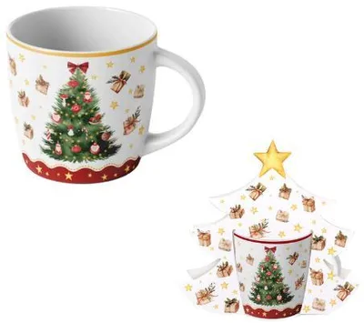 Obrázok produktu pre Porcelánový hrnček v darčekovej krabičke Vianočný stromček 3