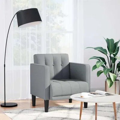 Imagen del producto de Sillón grisáceo con reposabrazos, 53 cm de alto, tapizado en tela, 14,95 kg