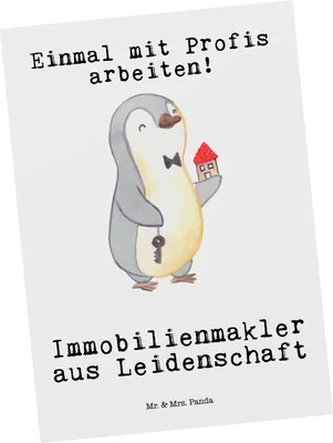 Produktbild von Mr. & Mrs. Panda bildkarte Immobilienmakler Leidenschaft - Weiß - Geschenk, Kunstkarten, Postkarte, Immobilienbüro, Ansichtskarten, Ausbildung, Spruch, Ansichtskarte