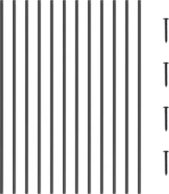 Image de Escalier balustre métallique - Pack de 11 - 13x1118mm broches en aluminium avec vis - Revêtement d'escalier robuste pour les escaliers intérieurs et extérieurs