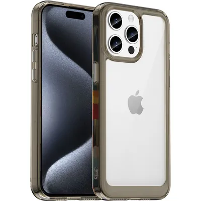 Immagine prodotto di Custodia per iPhone 15 Pro trasparente, protettiva in silicone TPU antiurto grigio titanio