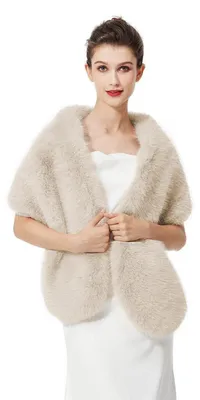 Produktbild von Stola Schal Damen Kunstfell Bolero Brautschal Brautstola Beige Einheitsgröße