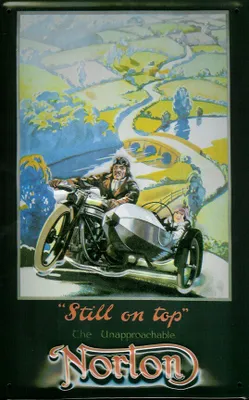 Produktbild von Blechschild Norton Motorrad mit Beiwagen Gespann Nostalgieschild