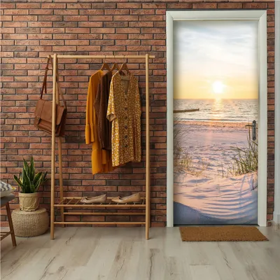 Obrázek produktu pro Fototapeta na dveře samolepicí plakát na dveře pláž moře - 91x211 cm jednodílná - fototapeta na dveře obývací pokoj kuchyně koupelna samolepka na dveře fólie na dveře odolná proti UV záření připravená k montáži