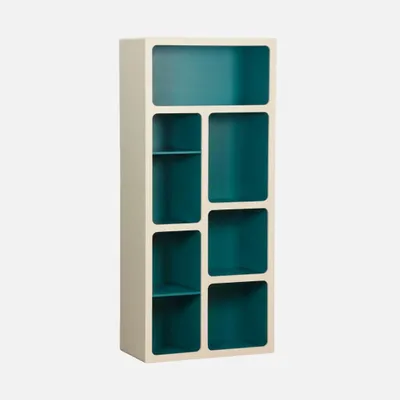 Immagine prodotto di Libreria organica in legno bicolore con 8 scomparti, Blu