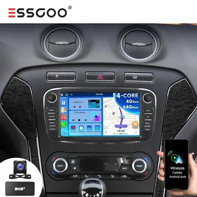 Obrázok produktu pre Autorádio 7 palcov pre Ford Mondeo MK4 (2008-2011) s operačným systémom Android 15, funkciami Carplay, GPS navigácie, Bluetooth handsfree, DAB+, Wi-Fi, 4 GB RAM, 64 GB úložiska a dotykovým displejom. Má dvojitý DIN formát