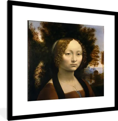 Produktbild von MuchoWow® MuchoWow® Gerahmtes Poster Ginevra de' Benci - Leonardo da Vinci 40x40 cm - Poster mit zchwarzem Bilderrahmen - Poster - Plakat im Rahmen