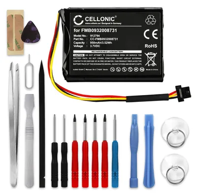 Image de CELLONIC 1x Batterie pour GPS / Navigation Compatible avec TomTom Go 510 (2013), Go 500 (2013), Go 600, VF6D - (950mAh, 3.7V) + kit d'outils
