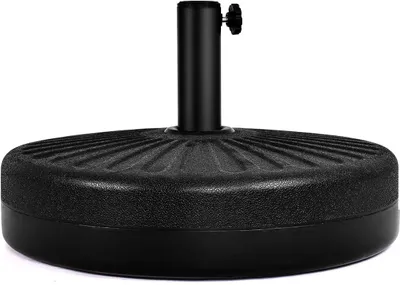 Produktbild von Sonnenschirmstaender, Schirmhalter befüllbar mit Wasser, Sonnenschirmhalter Sonnenschirmfuss von guter Qualitaet, Schirmstaender geeignet für Schirmstange von 38 bis 48 mm, rund, schwarz