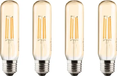 Image de 4 x Müller-Licht LED Filament Tube rétro T32 Vintage 4,5W = 32W E27 Or 350lm extra blanc chaud 2000K HD-LED Ra>90