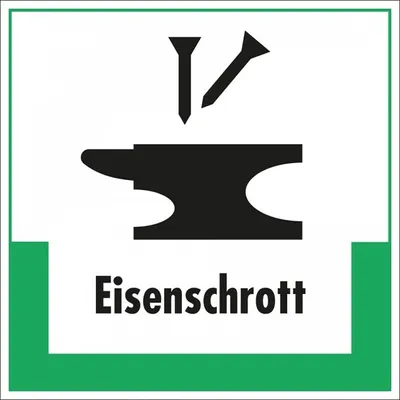 Produktbild von Dreifke® Schild I Abfallkennzeichen Eisenschrott, mit Symbol und Text, Kunsts...