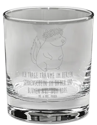 Produktbild von Mr. & Mrs. Panda Tumbler Stinktier Mädchen - Transparent - Geschenk, Yoga, Wildtier, Whiskey, Whiskyglas, Stinker, Namaste, Skunk, Becher, Glas, Gravur