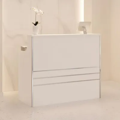 Produktbild von Friseurempfang lackiert Alexa 120 cm kosmetisch für Salon Spa-Büro weiß