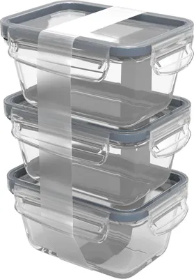 Produktbild von Rotho Kühlschrankdose Glas CLIC & LOCK 0,5 L, 3er Set
