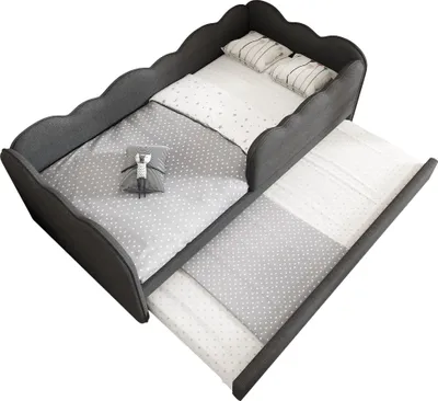 Produktbild von Sweiko Polsterbett Daybett 90x190cm,Tagesbett Schlafsofa mit Ausziehbett 90x190cm, Kinderbett mit Lattenrost, Leinen,Grau, ohne Matratze