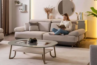 Obrázek produktu pro Designová třímístná pohovka, křeslo, moderní styl, šedá barva, , do obývacího pokoje, látkové, pohodlné