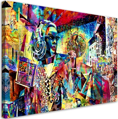 Produktbild von Leinwandbild Frau Abstrakt Bunte 90x60 Feeby Violett bild für die wand bereit zum aufhängen