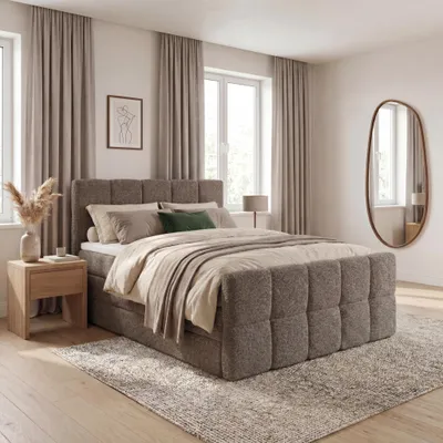 Produktbild von ELVORA DESIGN. Boxspringbett 140x200 cm Bettkasten und Matratze, PRIME, Beige