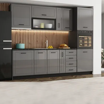 Produktbild von Mogan - Küchenschrank, 60x58x214h cm Grau, 5 Regalböden