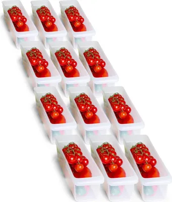 Produktbild von Novaliv 12x Kühlschrank Organizer 30,5 x 7,5 x 8 cm BPA-frei Ordnung  Germany Leicht Reinigen Lebensmittelecht Aufbewahrung für Küche Haushalt Spühlmaschinenfest Ordnungssystem Kühlschrank