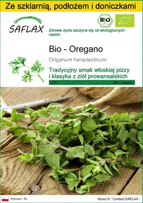 Zdjęcie produktu dla SAFLAX - Zestaw do uprawy - Bio - Oregano - 1500 Nasiona - Z mini szklarnią, podłożem uprawowym i 2 doniczkami - Origanum heracleoticum