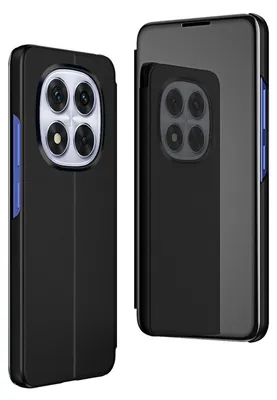 Two black phone cases are shown from different angles against a white background.