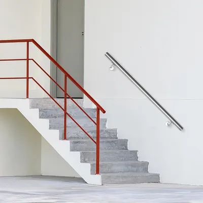 Productafbeelding van Vigevee handrail, roestvrij staal, 110 cm, Ø42 mm, roestvrij staal 304, trapleuning voor wandmontage, geborsteld, geschikt voor trappen, balkons, terrassen, binnen- en buitenruimtes