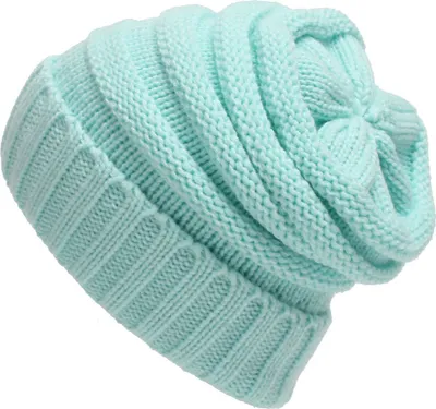 Produktbild von ASKSA Strickmütze Damen Slouch Beanie Mütze Street Style Grobstrick Wintermützen Klassische Weiche Beanie, Hellblau