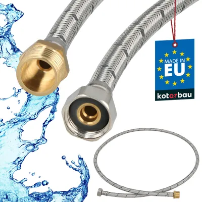 Image de KOTARBAU® Flexible Robinet 1/2" x 1/2" Flexible Eau Tuyau Robinet 150 cm Mâle x Femelle Rallonge Robinet Cuisine Flexible Acier Inoxydable