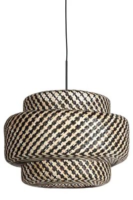 Image de Suspension - naturel noir - Sparkled Light - bambou métal - Ø 53cm - E27 - 4478ZW - Steinhauer