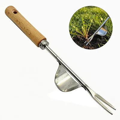 Produktbild von Handjätgerät für den Garten, Unkrautstecher Edelstahl, Wurzeljäter mit Holzgriff, Manueller Weeder zum Graben, Jäten, Lösen (1 pcs)