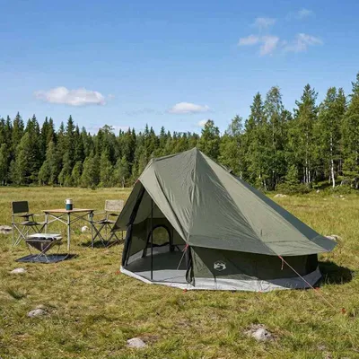 Produktbild von Tipi Zelt Olivegrün 700 x 700 x 395 cm Polyester und Stahl - Campingzelte c2617