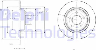 Produktbild von 2x DELPHI Bremsscheibe BG3873 für FORD TRANSIT CONNECT (P65_ P70_ P80_) 53 8mm