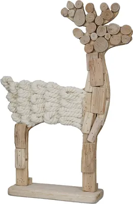 Produktbild von Gilde Standrelief, Hirsch, "Corda", Holz, naturfarben, VE 1, L. 38 cm, B. 33 cm, H. 66 cm  27281