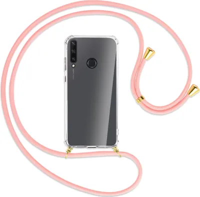 Produktbild von Handykette Backcover-Schutzhülle mit Band (Metall goldfarben) für Huawei Y6p - rosa