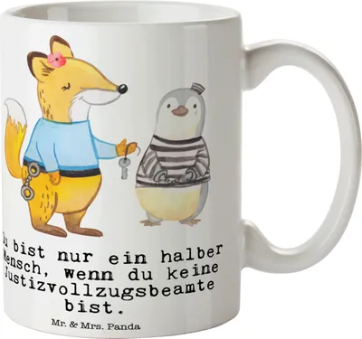Produktbild von Mr. & Mrs. Panda Becher Justizvollzugsbeamte Herz - Weiß - Geschenk, cappuccinotasse, Gefängnis, kaffeetasse bedruckt, Bedruckte Tasse, Spruch, Lustig, Gefängniswärterin