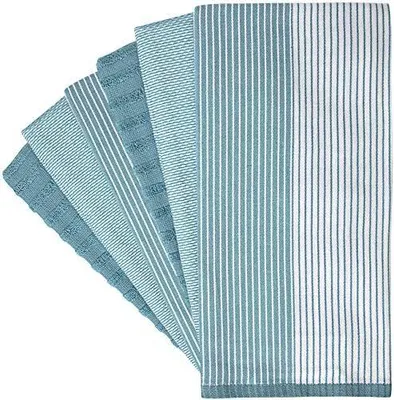 Produktbild von Bumble Küchenhandtücher - Geschirrhandtücher Handtücher Baumwolle – 6er Pack – XL Größe 50 x 70 cm – Edle, Weiche und Robuste Ringspinnbaumwolle in 3 Verschiedenen Texturen (Aqua)