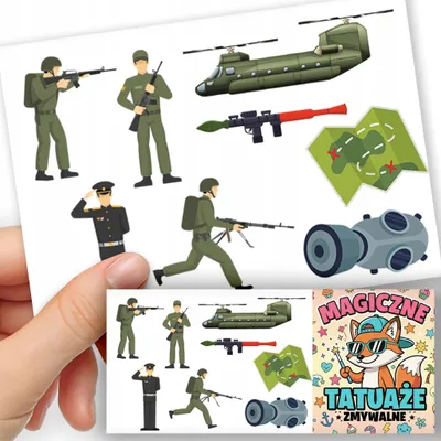 Image de TATOUAGES EPHEMERES POUR ENFANTS - Armée ARMIA - 8 pcs