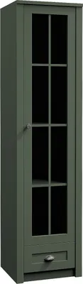 Produktbild von Furniture24 Vitrine Prowansja W2S Schrank 1 türiger Vitrinenschrank mit 1 Schublade Wohnzimmer Grün, 50/198/43