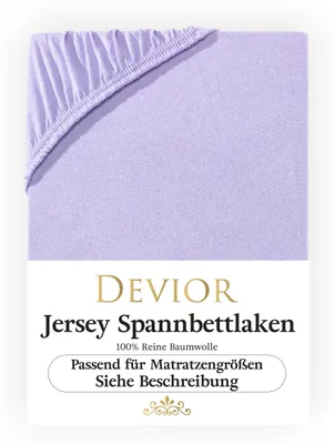Produktbild von Devior Jersey Spannbettlaken 90x200cm - 100x200cm flieder Bettlaken 100% Baumwolle bis 22cm Matratzenhöhe Gummizug
