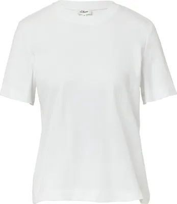 Produktbild von s.Oliver Weiches Damen T-Shirt Regular Fit Weiß Größe 42 Rundhalsausschnitt verkürzt